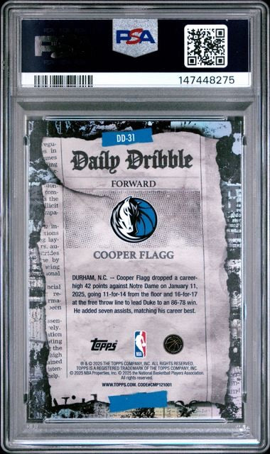 2025-26 Topps #DD-31 Cooper Flagg The Daily Dribble Green Rainbow /99 PSA 9