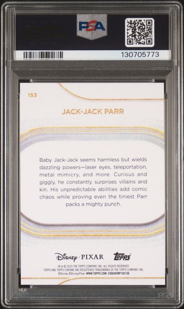 2025 Topps Chrome Pixar #153 Jack-Jack Parr Gold Wave /50 PSA 9