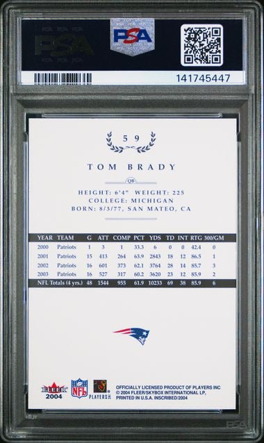 2004 Fleer Inscribed #59 Tom Brady PSA 10