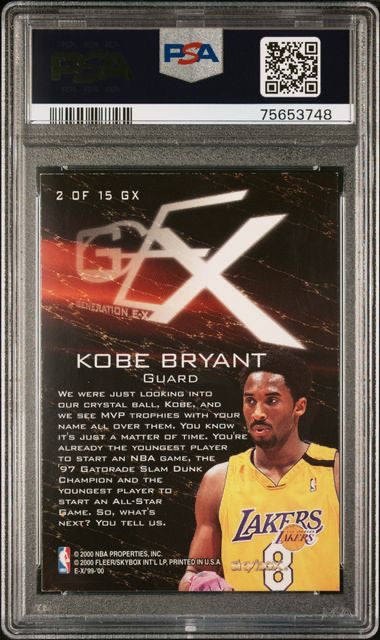 1999 Skybox E-X #2 Kobe Bryant Generation E-X PSA 7