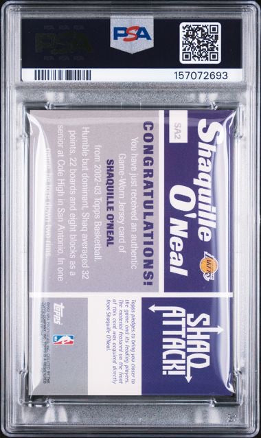 2022 Topps Shaq Attack #SA2 Shaquille O'Neal Game Jersey PSA 7