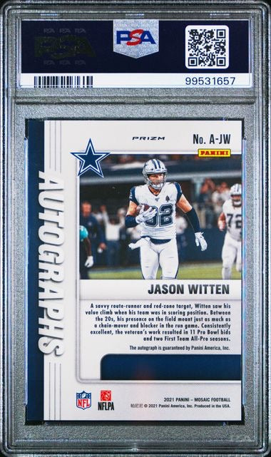 2021 Panini Mosaic #AJW Jason Witten Mosaic Autographs PSA 9