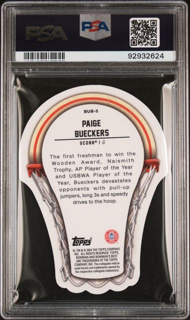 2023 Bowman U Best #BUB5 Paige Bueckers Buckets Die-Cut-Shimmer /50 PSA 10