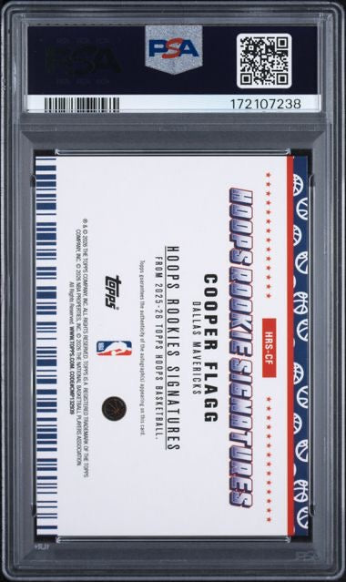 2025-26 Hoops #HRS-CF Cooper Flagg Rookie Signature Pixel Burst Auto /99 PSA 9