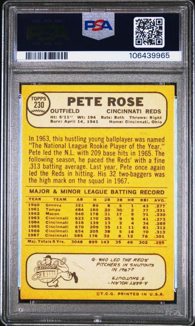 1968 Topps #230 Pete Rose PSA 4