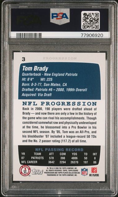 2008 Topps Rookie Progression #3 Tom Brady PSA 10