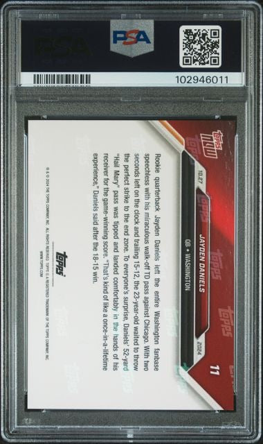 2024 Topps Now #11 Jayden Daniels Rookie RC PSA 10