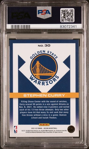 2021 Panini Recon #30 Stephen Curry Holo Bronze /299 PSA 9