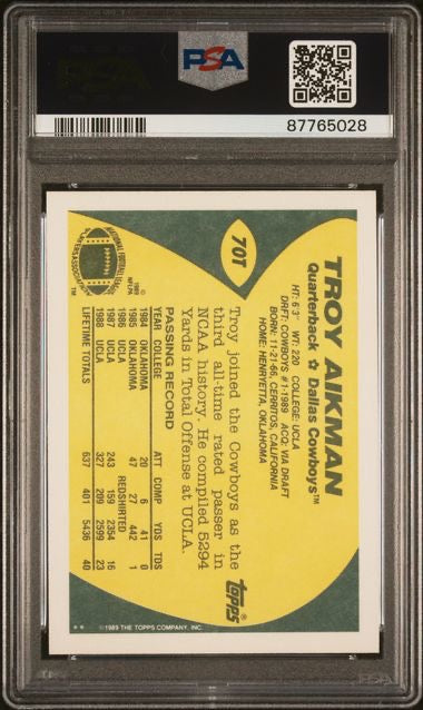 1989 Topps Traded #70T Troy Aikman Rookie RC PSA 10