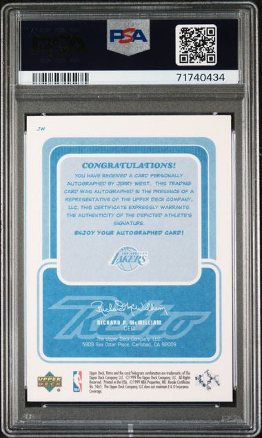 1999 Upper Deck Retro #JW Jerry West Inkredible Autograph PSA 10 Autograph 10