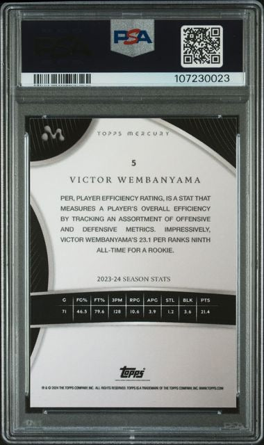 2023 Topps Mercury #5 Victor Wemanyama Texas Kaleidoscope Refractor /75 PSA 8
