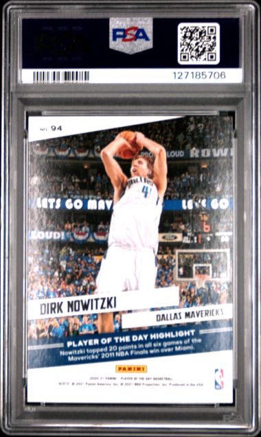2020 Panini #94 Dirk Nowitzki Player of The Day-Rainbow PSA 10