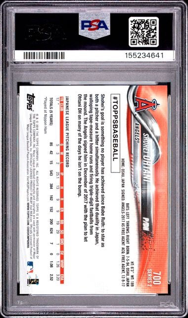 2018 Topps #700 Shohei Ohtani Rookie RC PSA 10
