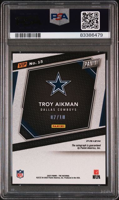 2023 Panini NSCC VIP Gold #15 Troy Aikman Gold Autograph /10 PSA 10