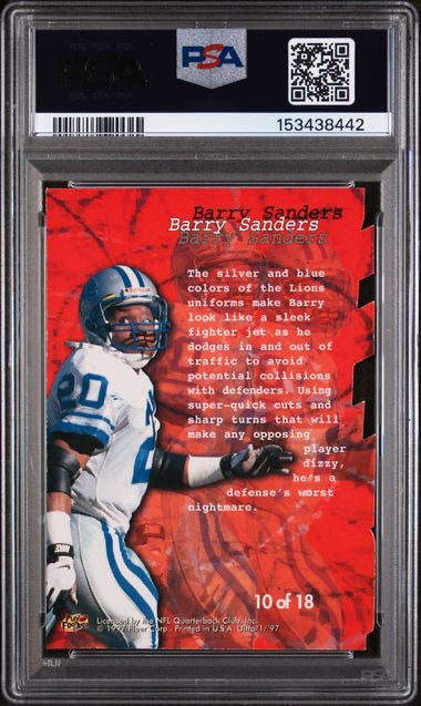 1997 Fleer Ultra Blitzkrieg #10 Barry Sanders Die-Cut PSA 8