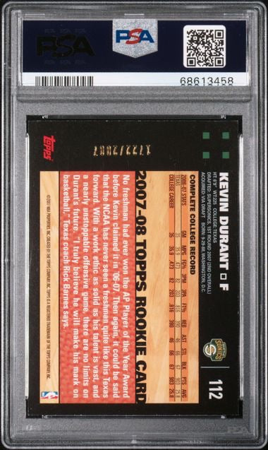 2007 Topps #112 Kevin Durant Gold /2007 Rookie RC PSA 7