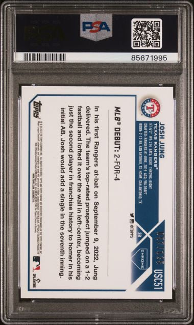 2023 Topps Chrome Update #USC51 Josh Jung Green/Blue Lava Lamp /125 PSA 10