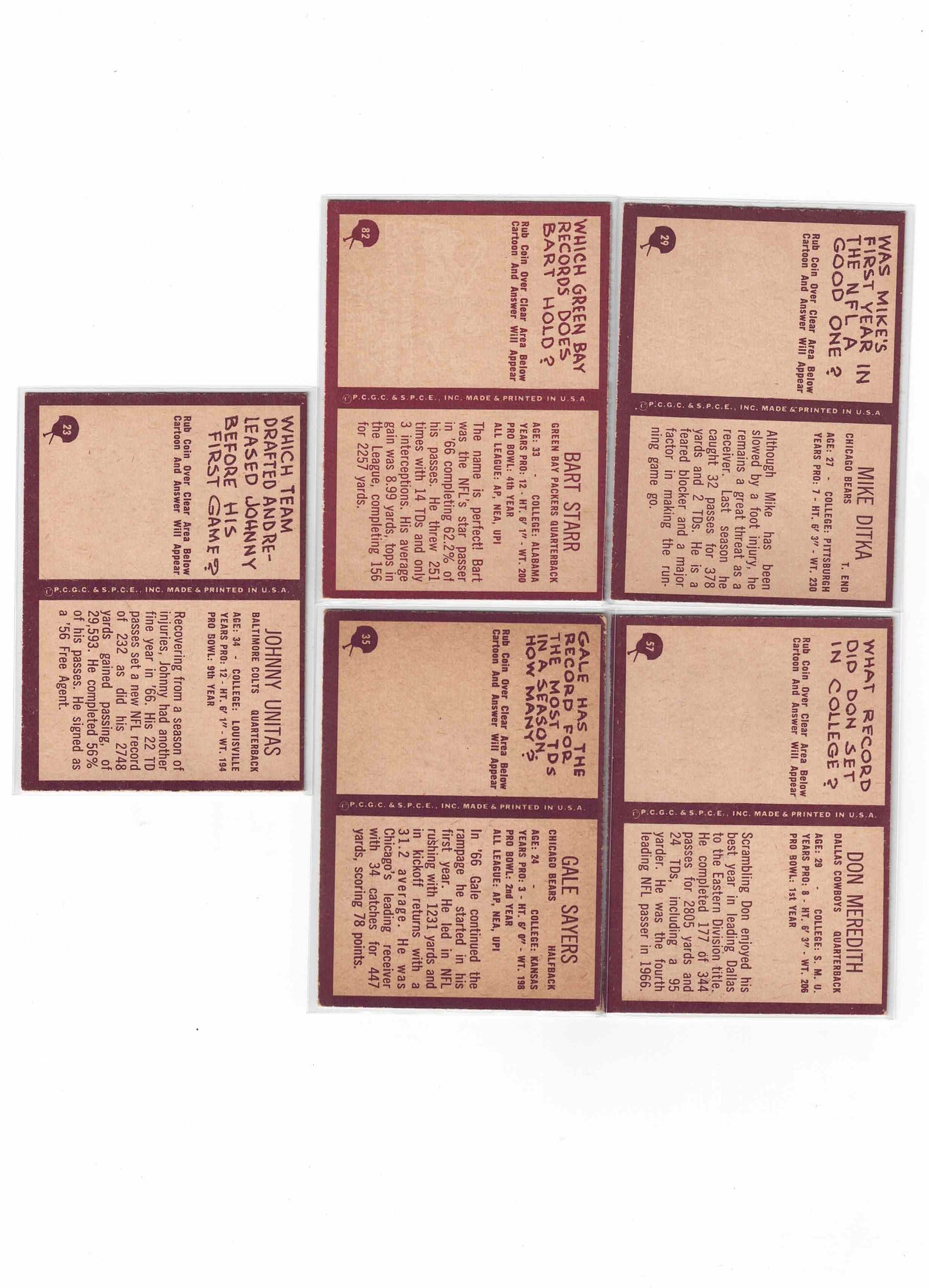 1967 PHILADELPHIA FOOTBALL COMPLETE SET (198/198) BUTKUS STARR UNITAS