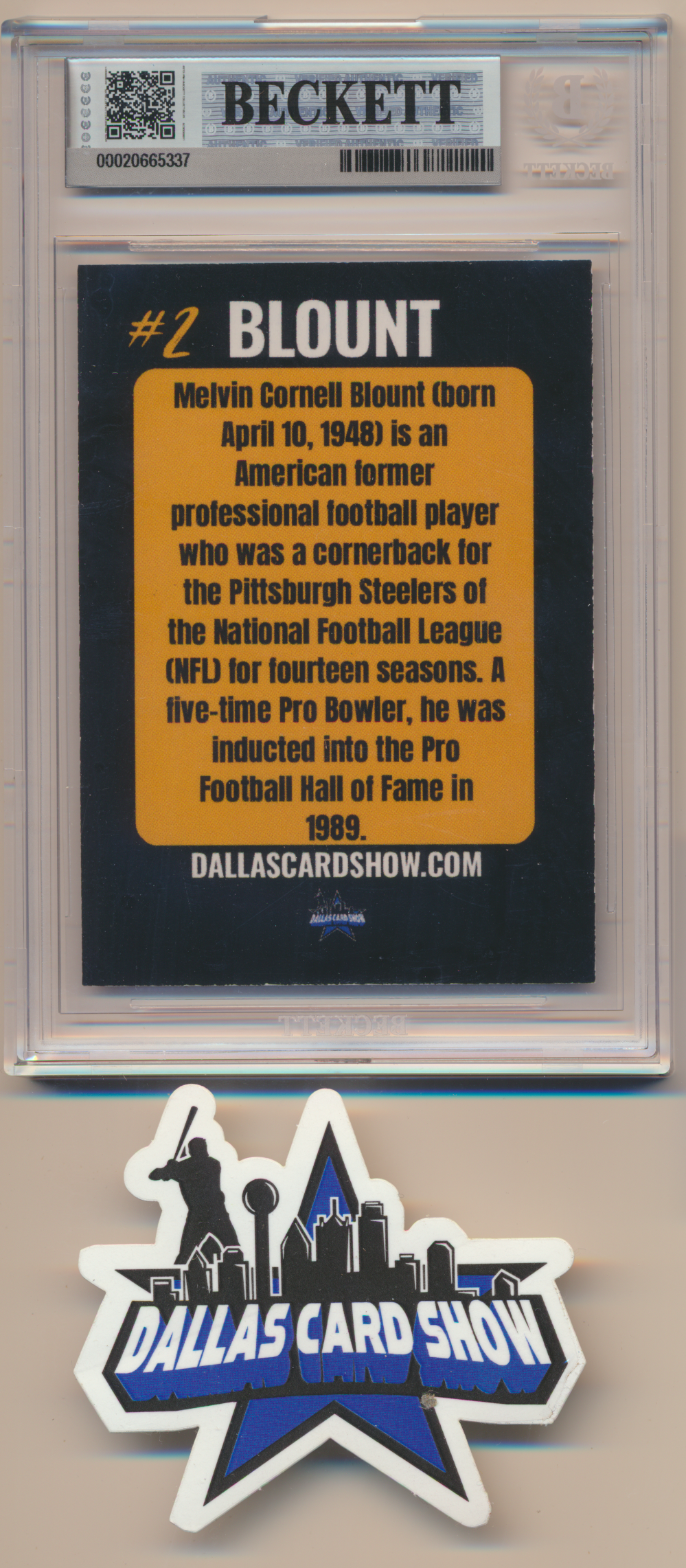 MEL BLOUNT PITTSBURGH STEELERS SIGNED 2026 June Dallas Card Show BGS BAS SLAB