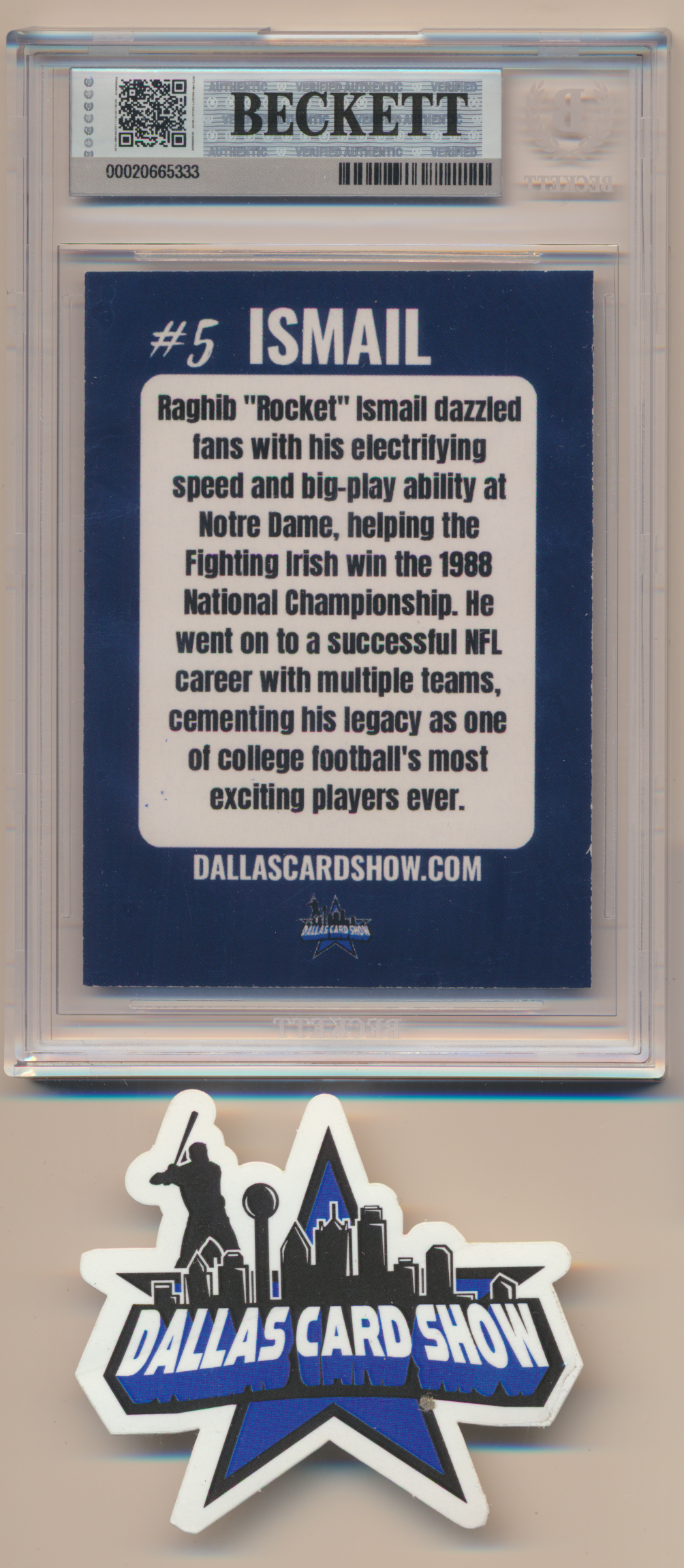 ROCKET ISMAIL DALLAS COWBOYS SIGNED 2026 June Dallas Card Show BGS BAS SLAB AUTO 10