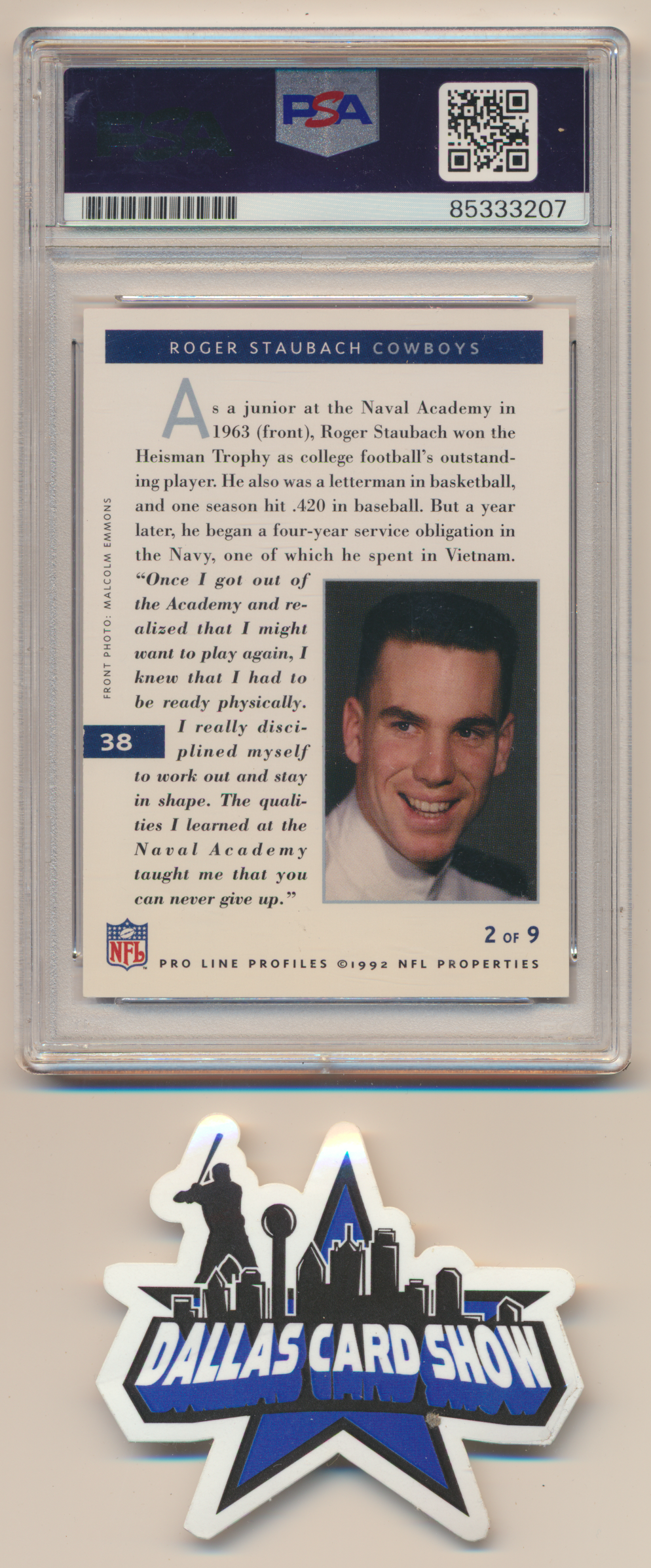 ROGER STAUBACH SIGNED 1992 PRO LINE Profiles #2 of 9 PSA SLAB Authentic AUTO Navy