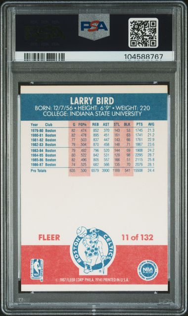 1987 Fleer Larry Bird #11 PSA 7