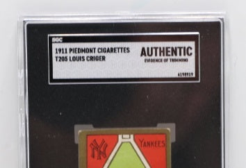 1911 Piedmont Cigarettes T205 Louis Criger SGC Authentic