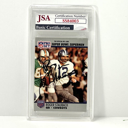 1990 Pro Set Roger Staubach #37 Autographed JSA Certified
