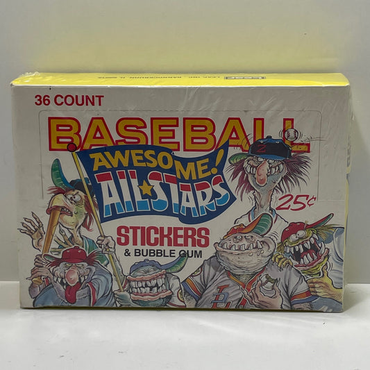 1988 Leaf Baseball Awesome All~Stars Stickers & Bubble Gum Box