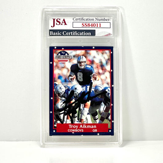 1991 Stars N Stripes Troy Aikman #69 HOF Autographed JSA Certified