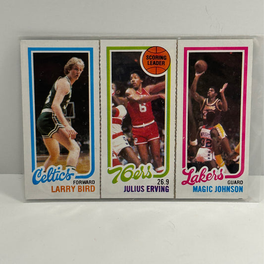 1980-81 Topps #139 Johnson, 174 Erving,34 Bird