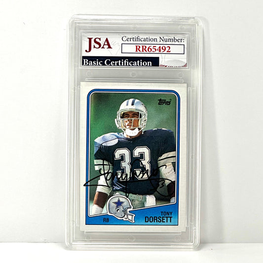 1988 Topps #262 Tony Dorsett Dallas Cowboys Football Card Autographed JSA Certified