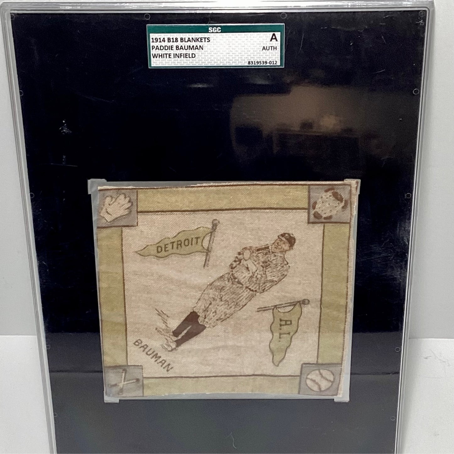 1914 B18 Blankets Paddie Bauman White Infield  SGC Authentics