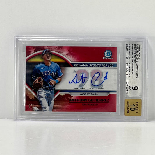 2023 Bowman Chrome Scouts Top 100 Autos Red Refractor Anthony Gutierrez /5 BGS 9