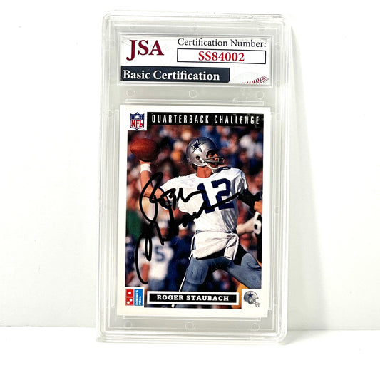 1991 Upper Deck # 43 Roger Staubach Domino's Autograph JSA Authentic