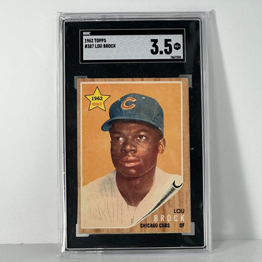 1962 Topps Lou Brock RC Rookie #387 SGC 3.5 VG+