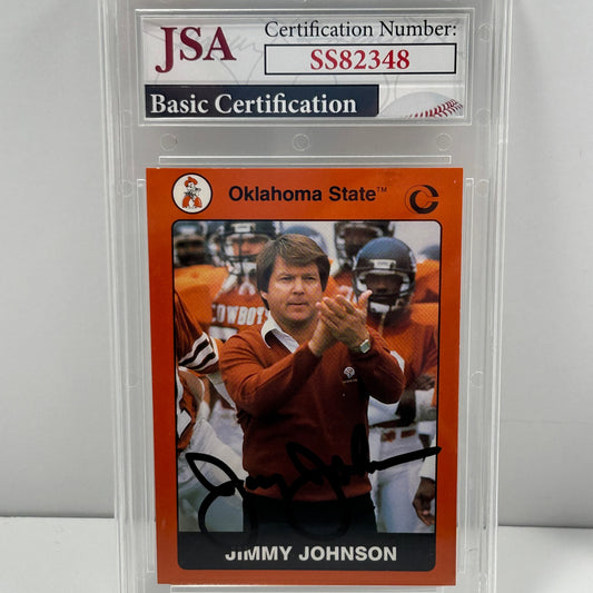 1991 Oklahoma State Football #19 Jimmy Johnson In Person Autograph JSA Authenticated