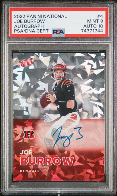 2022 Panini National Joe Burrow Autograph /10 #4 PSA 9 AUTO 10