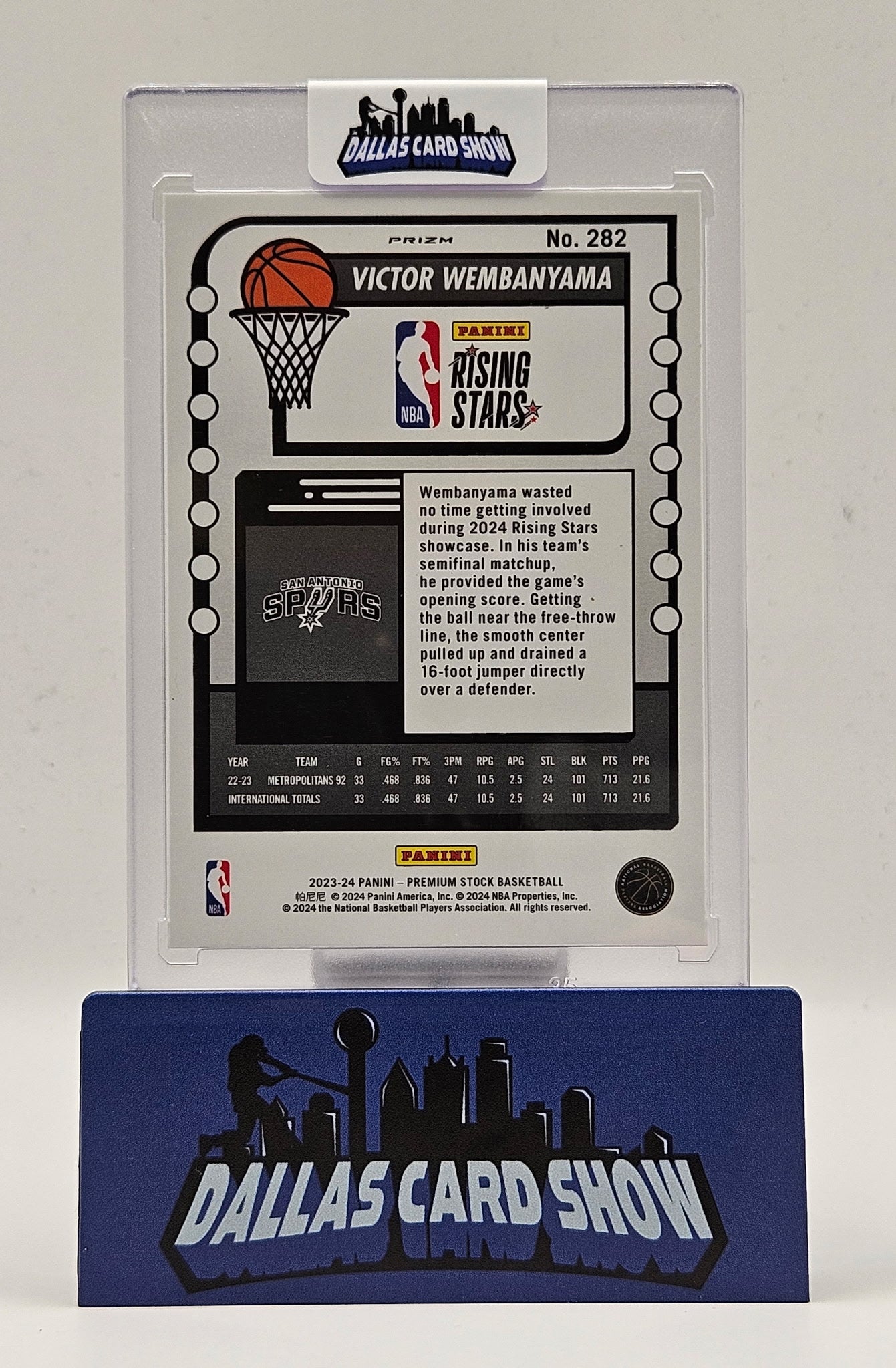2023-24 Panini Hoops Premium Stock #282 Victor Wembanyama Cracked Ice Rising Stars