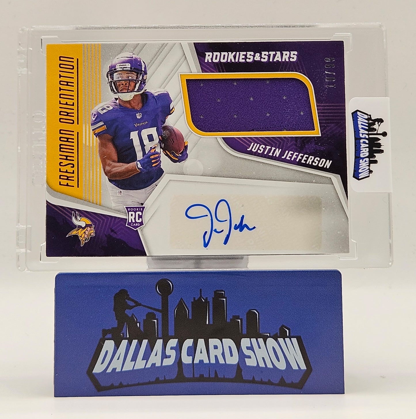 2020 Rookies & Stars Justin Jefferson Freshman Orientation Rookie Patch Autograph /99