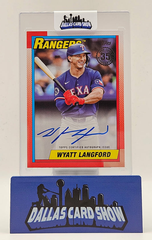 2025 Topps #90A-WL Wyatt Langford 1990 Topps Baseball Autograph Card