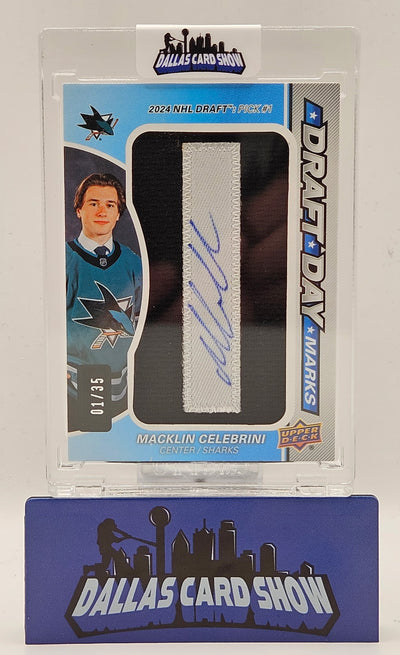 2024-25 Upper Deck Game Used Macklin Celebrini Daft Day Marks Autograph /35