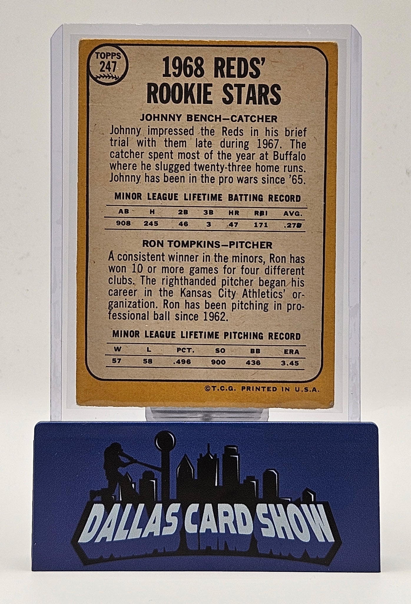 1968 Topps Set-Break #247 Johnny Bench RC LOW GRADE