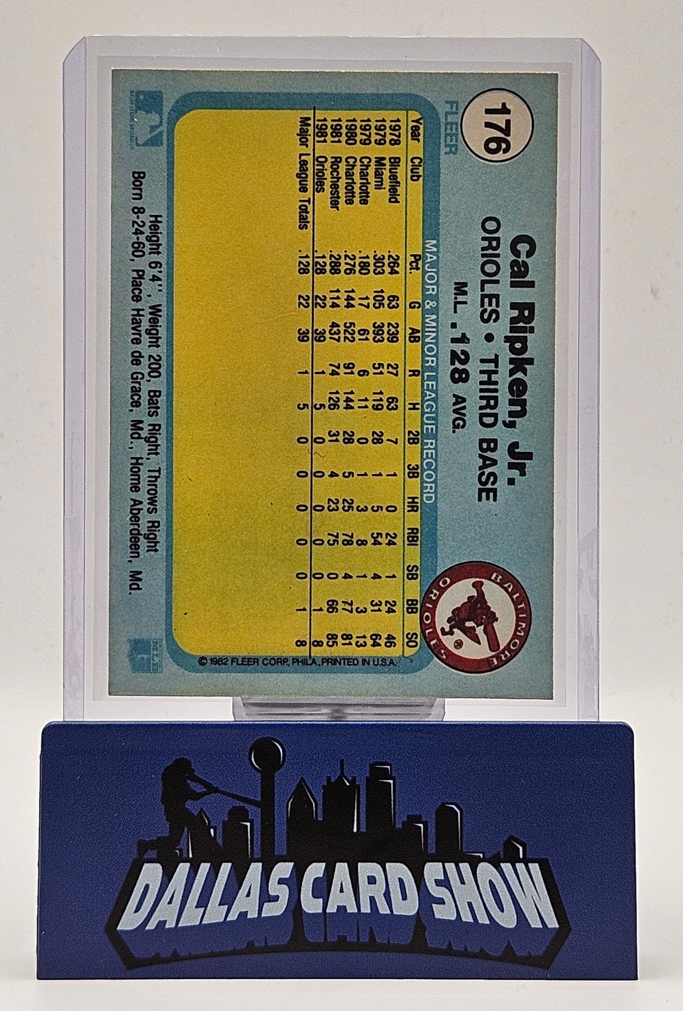 1982 Fleer Rookie - Cal Ripken Jr. (#176) Baltimore Orioles