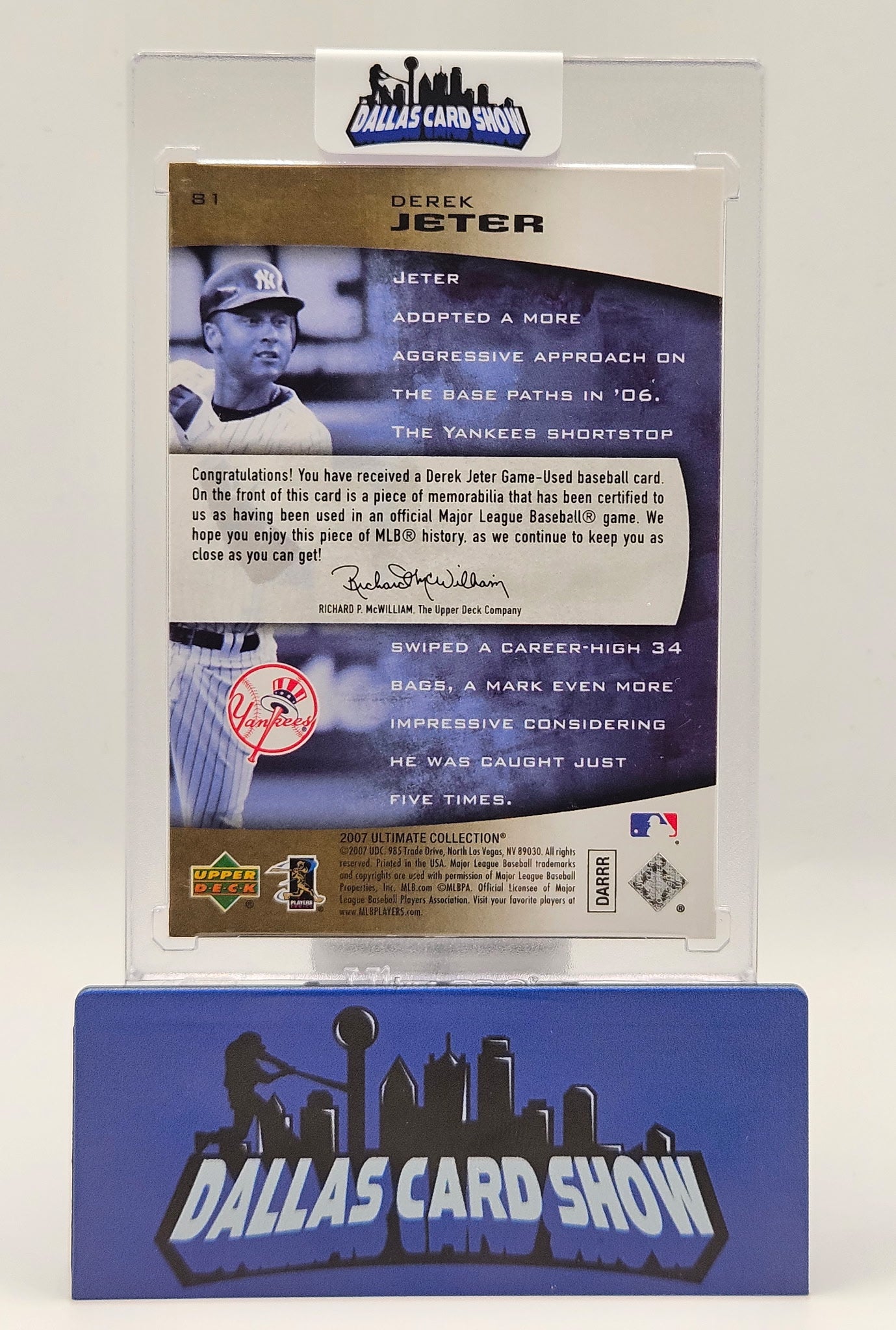 2007 Upper Deck Ultimate #B1 Derek Jeter Game Used Relic /50