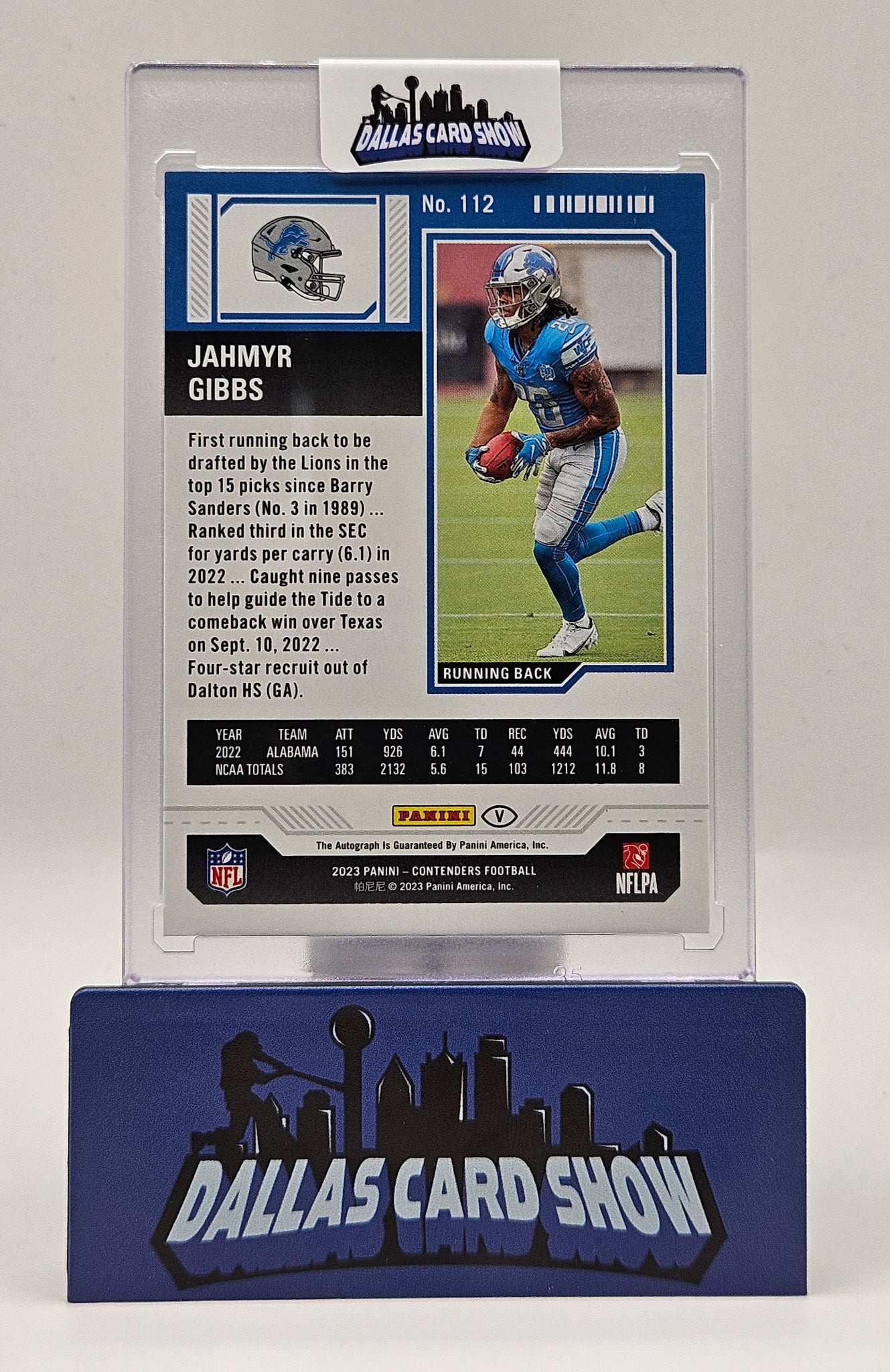 2023 Panini Contenders #112 Jahmyr Gibbs Variation Divisional Ticket Autograph /99