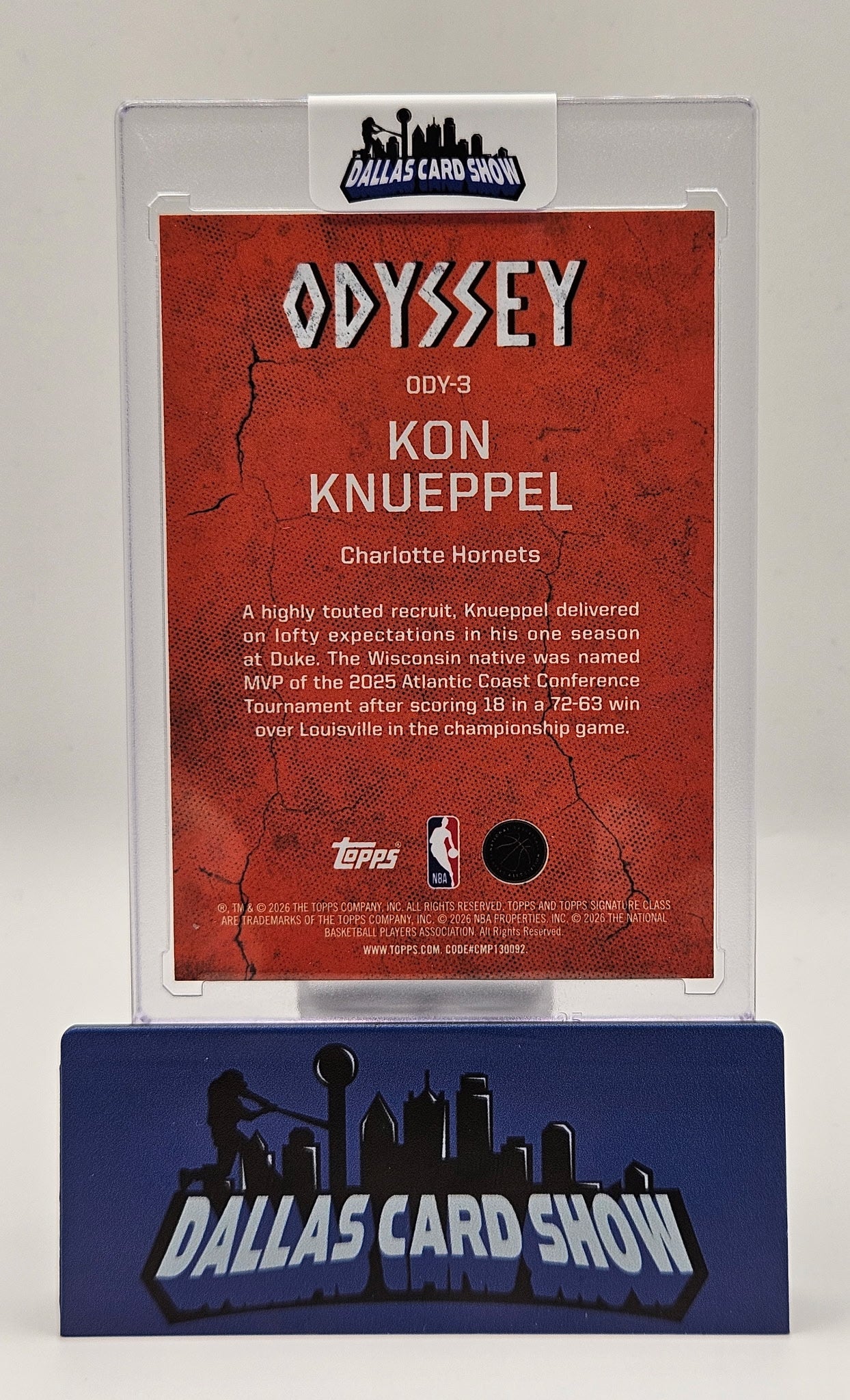 2025-26 Topps Signature Class Kon Knueppel Odyssey RC Rookie SSP #ODY-3 Hornets