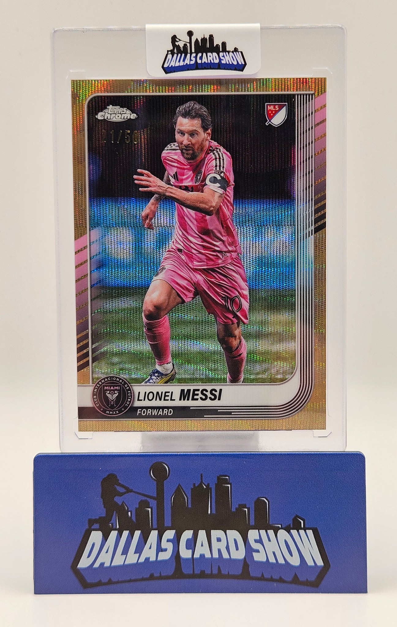 2025 Topps Chrome MLS #10 Lionel Messi Gold Wave Refractor /50