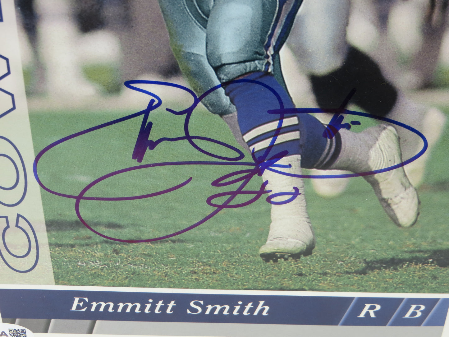 EMMITT SMITH DALLAS COWBOYS SIGNED UPPER DECK FOOTBALL #359 BIG CARD JSA