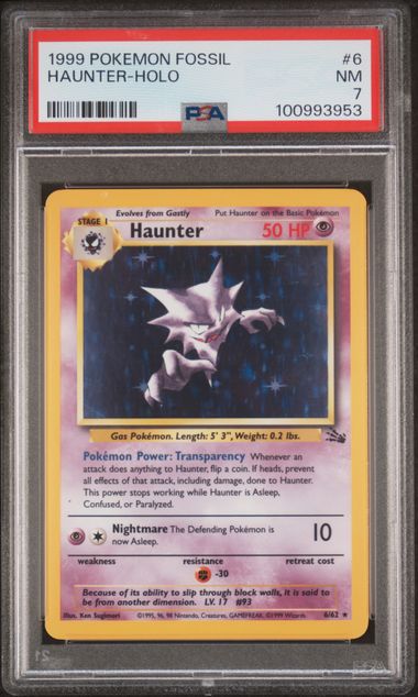 1999 Pokemon - Haunter (Holo) - 6/62 Fossil Unlimited PSA 7